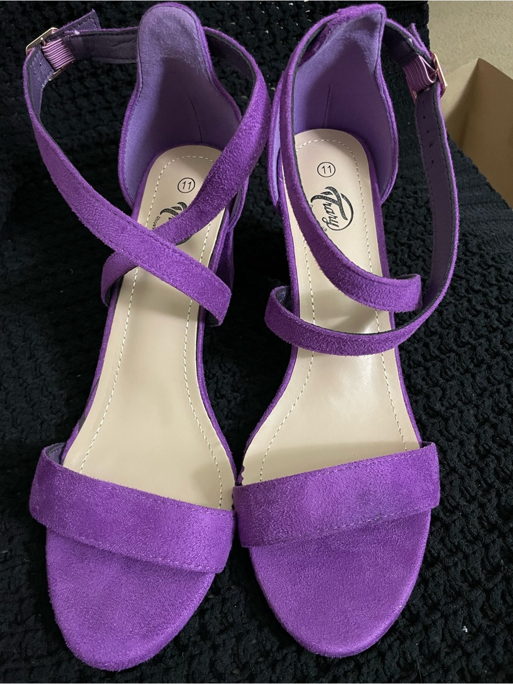 Trary Purple Suede Crisscross Ankle Strap Heels - Picture 7 of 9